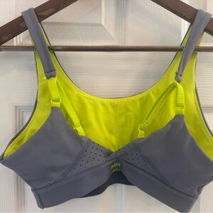 Vibrant Gray and Neon Yellow Sports Bra